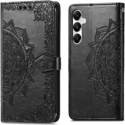 iMoshion Hoesje Geschikt voor Samsung Galaxy A35 Hoesje Met Pasjeshouder - iMoshion Mandala Bookcase - Zwart