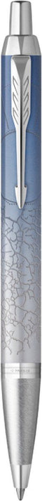 Parker IM Polar balpen | premium lak met grijs kleurverloop op roestvrij staal met chroomafwerking | medium penpunt met blauwe inkt navulling | geschenkdoos