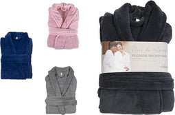 Luxe badjas - maat S/M - microfiber - MICRO FLEECE - badjas - bad jas - ochtendjas - blauw - Maat S/M