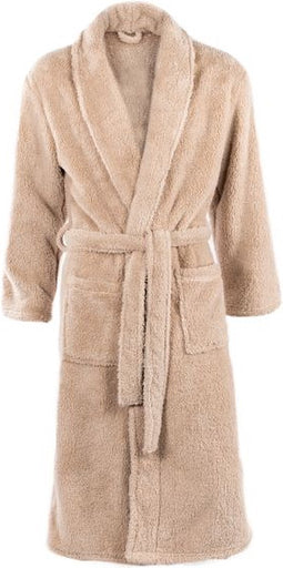 Luxe badjas - unisex - s/m - Beige - Pluche - Extra Zacht