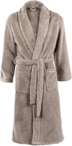 Luxe badjas - unisex - s/m - Taupe - Pluche - Extra Zacht