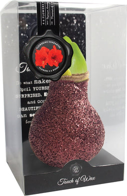Luxe Bloembol Rode Amaryllis Wax kaarsvet Glitter Bruin cadeauverpa...