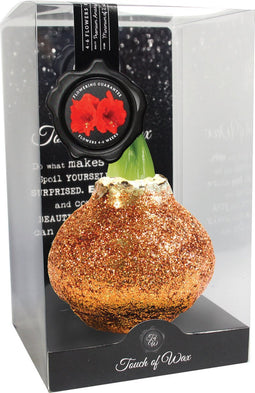 Luxe Bloembol Rode Amaryllis Wax kaarsvet Glitter Oranje cadeauverp...