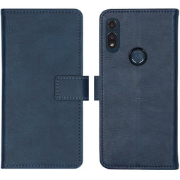 Luxe Bookcase voor de Motorola Moto E7 - Donkerblauw