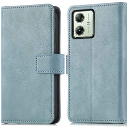 Luxe Bookcase voor de Motorola Moto G54 - Lichtblauw