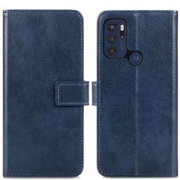 Luxe Bookcase voor de Motorola Moto G60s - Donkerblauw