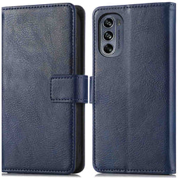 Luxe Bookcase voor de Motorola Moto G62 - Donkerblauw