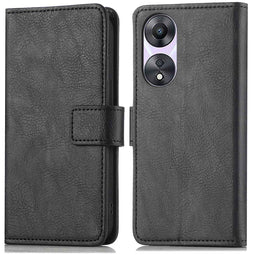Luxe Bookcase voor de Oppo A58 - Zwart