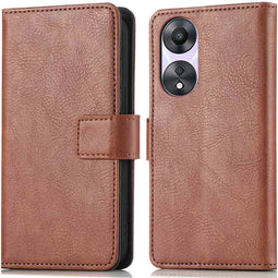 Luxe Bookcase voor de Oppo A78 - Bruin