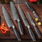 Luxe en Professionele 7-delige Keukenmessen-set van Damascus Staal (67 lagen, VG10) en Pakka-houten handgrepen - incl. Acaciahouten Messenblok - B20 Ya | Xinzuo