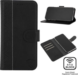 Luxe Hoesje Geschikt voor Samsung A72 met Anti Skim Bescherming - Pasjes Bookcase RFID Beschermd Cover - Black - Luxe Telefoonhoesje Wallet Case Pasjeshouder PU Leder