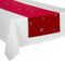 Luxe Kerst tafelloper velvet rood met zilveren sterren - 40 x 200 CM