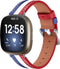 Luxe Leren Bandje Geschikt Voor Fitbit Versa 3, Sense - Blauw Wit Rood