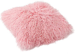 Luxe Mongools Lammerenbont Kussensloop - Echt Suède met Leren Achterkant, 40x40 cm