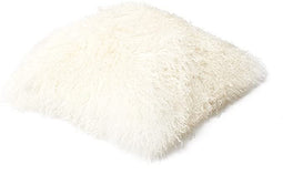 Luxe Mongools Lammerenbont Kussensloop - Echt Suède met Leren Achterkant, 40x40 cm