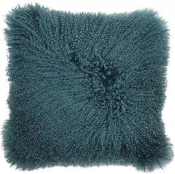 Luxe Mongools Lammerenbont Kussensloop - Echt Suède met Leren Achterkant, 40x40 cm