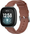 Luxe Tailed Leren Bandje Geschikt Voor Fitbit Versa 3, Sense - Bruin