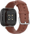 Luxe Tailed Leren Bandje Geschikt Voor Fitbit Versa 3, Sense - Bruin