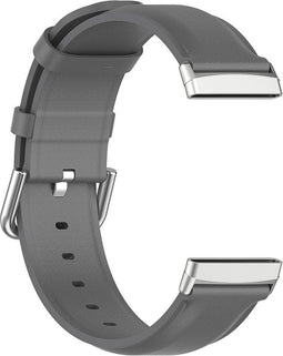 Luxe Tailed Leren Bandje Geschikt Voor Fitbit Versa 3, Sense - Grijs