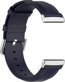 Luxe Tailed Leren Bandje Geschikt Voor Fitbit Versa 3, Sense - Marine Blauw