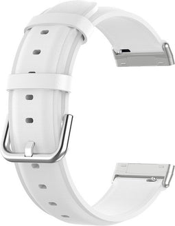 Luxe Tailed Leren Bandje Geschikt Voor Fitbit Versa 3, Sense - Wit