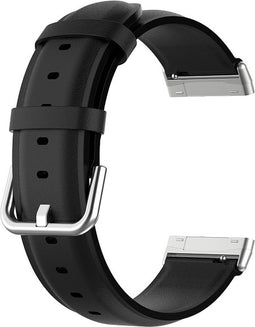 Luxe Tailed Leren Bandje Geschikt Voor Fitbit Versa 3, Sense - Zwart