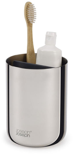Luxe Tandenborstel Organizer Large, 17.5 x 9.4 x 11.7 CM, Met 3 verdeelvakken, RVS, Zilver - Joseph Joseph | EasyStore