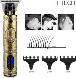 Luxe Tondeuse met Display – LCD - Professionele Trimmer - Haarstyling - Inclusief 3 opzetkammen – Goud