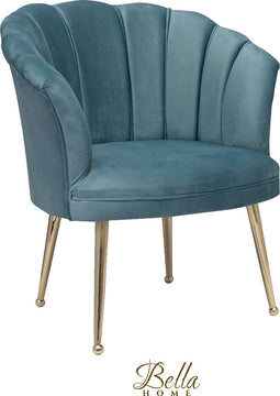 Luxe Velvet Schelp Fauteuil Mila Babyblauw | Gouden Poten