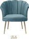 Luxe Velvet Schelp Fauteuil Mila Babyblauw | Gouden Poten