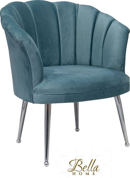 Luxe Velvet Schelp Fauteuil Mila Babyblauw | Zilveren Poten