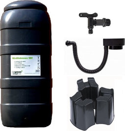 Luxe voordeelset 100L Zwart Rainsaver regenton + kraan + voet + vulautomaat| muurmodel