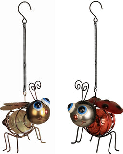 Luxform - Solar - 1x Bij en 1x Lieveheersbeestje Hanglampen - mix van 2 stuks - Werkend op zonne energie