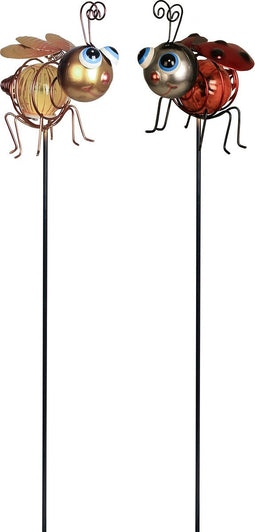 Luxform - Solar - 1x Bij en 1x Lieveheersbeestje op tuinsteker - mix van 2 stuks - Werkend op zonne energie