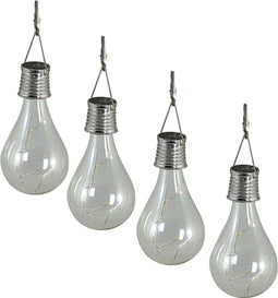 Luxform - Solar 4x Glazen Hanglampen - LED - Werkend op zonne-energie - Set van 4 stuks - 14 cm hoog