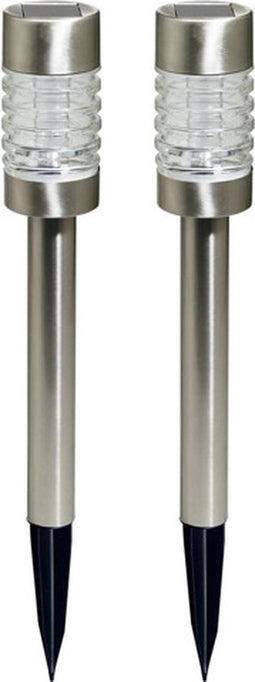 Luxform Torino - Solar Tuinlamp - 2 stuks - 6 Lumen - RVS Zilver