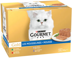 Gourmet Gold Mousse - Rund - Konijn - Kalfsvlees - Lam (24 x 85 gr)