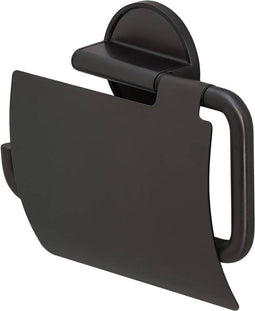 Tiger Tune - Wc rolhouder met klep - Zelfklevend 3M tape - Zwart metaal geborsteld / Zwart