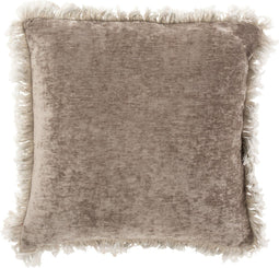 J-Line kussen Franje - polyester - grijs