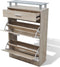 vidaXL - Schoenenkast - met - lade - en - glazen - bovenschap - eiken-look