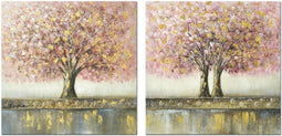Schilderij DKD Home Decor Boomstructuur 80 x 3 x 80 cm Traditioneel (2 Stuks)