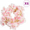 Kerstslingers met bloemen 6 st 180 cm lichtroze