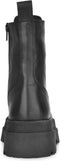 PS Poelman Korio - Leren Chunky Plateau Combat Veterlaarzen - Zwart - Dames - Maat 38