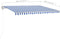 vidaXL - Luifel - handmatig - uittrekbaar - met - palen - 4x3 - m - blauw - en - wit