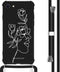 iMoshion Hoesje Geschikt voor iPhone SE (2022) / SE (2020) / 8 / 7 Hoesje Met Koord - iMoshion Design Hoesje met Koord - Wit / Zwart / Woman Flower Black