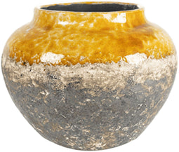 DBT Bloempot-Kruik-Siervaas Geel-Multicolour D 28 cm H 30