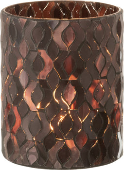 J-Line windlicht Patroon - glas - donkerroze - small