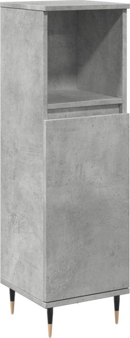 vidaXL - Badkamerkast - 30x30x100 - cm - bewerkt - hout - betongrijs