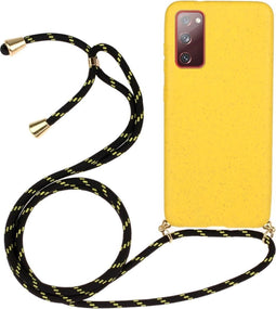 Lunso - Backcover hoes met koord - Geschikt voor Samsung Galaxy S20 FE - Geel