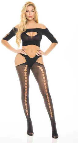 Pink Lipstick Lingerie Lingerie set All Slashed Out 2Pc Crop Top, One Size Zwart
